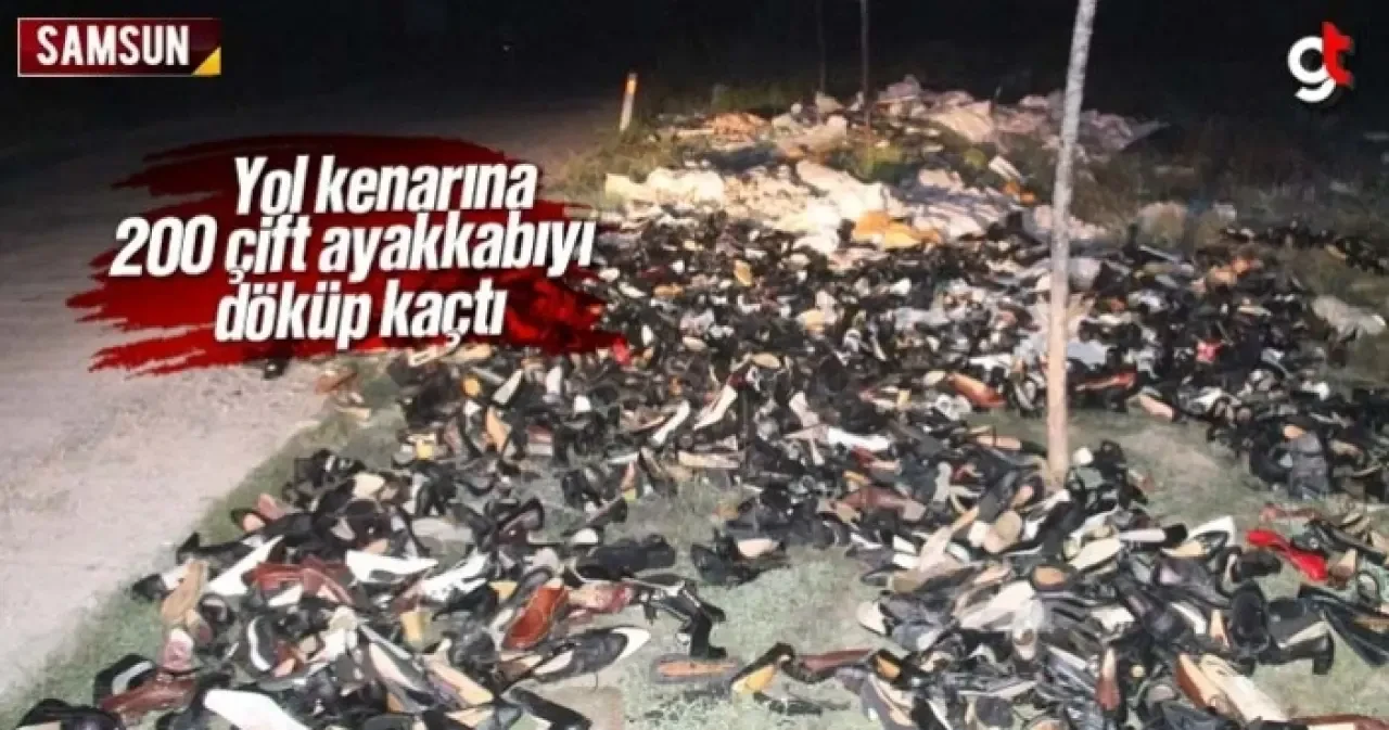 Samsun'da yol kenarına bırakılan 200 çift ayakkabı bulundu