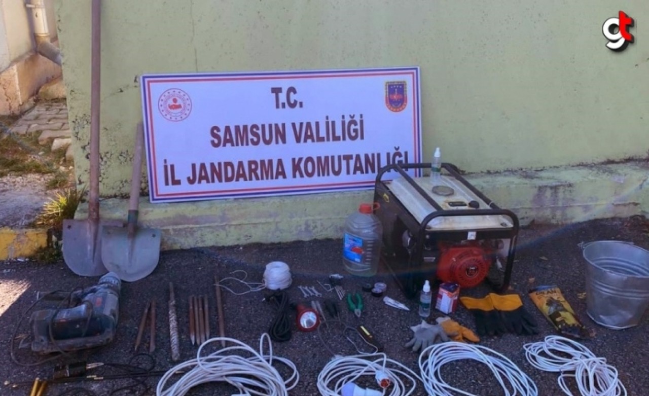 Samsun&#039;da kaçak kazı yapan 2 şüpheli suçüstü yakalandı
