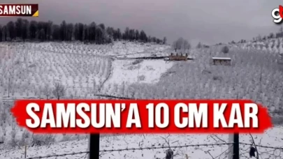 Samsun'a 10 cm kar yağdı