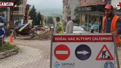 Samsun Kavak'ta doğalgaz çalışmaları başladı
