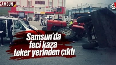 Samsun'da feci kaza, teker yerinden çıktı