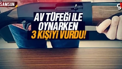 Av Tüfeği ile oynarken 3 kişiyi vurdu