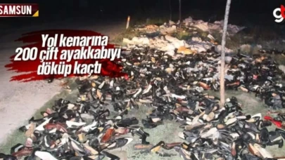 Samsun'da yol kenarına bırakılan 200 çift ayakkabı bulundu