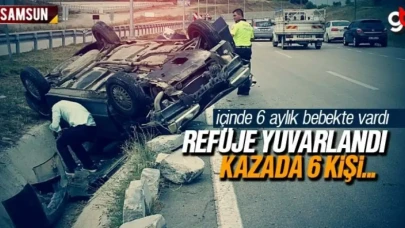 Samsun Havza'da araç refüje yuvarlandı