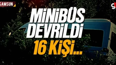 Samsun'da minibüs şarampole yuvarlandı