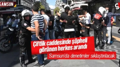 Samsun Çiftlik caddesinde yunus polis ekipleri arama yaptı
