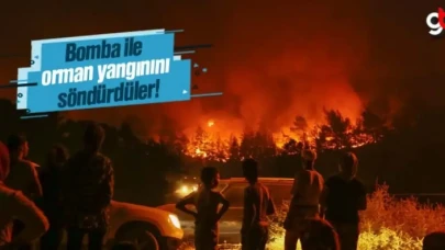 Bomba ile orman yangınını söndürdüler