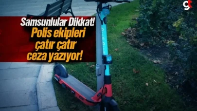 Samsun'da Elektrikli Scoter'a polis ceza kesti
