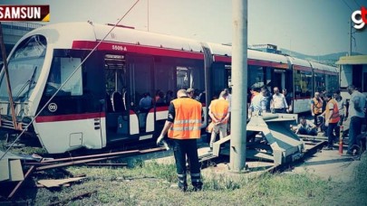 Samsun'da tramvay raydan çıktı