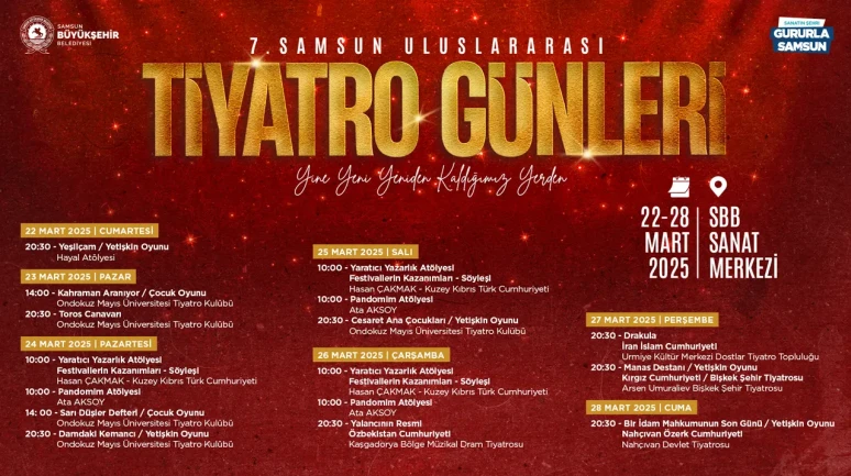 SAMSUN’DA 7. ULUSLARARASI TİYATRO GÜNLERİ BAŞLIYOR