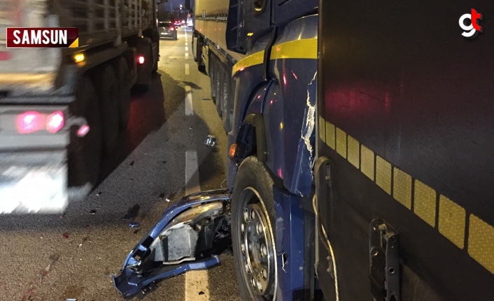 Samsun'da iki tır ile bir motosikletin çarpıştığı kazada 2 kişi yaralandı