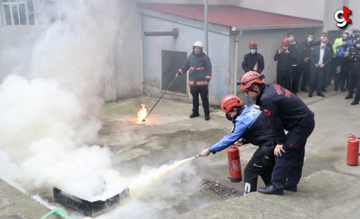 Trabzon Emniyet Müdürlüğü'nde yangın tatbikatı gerçekleştirildi