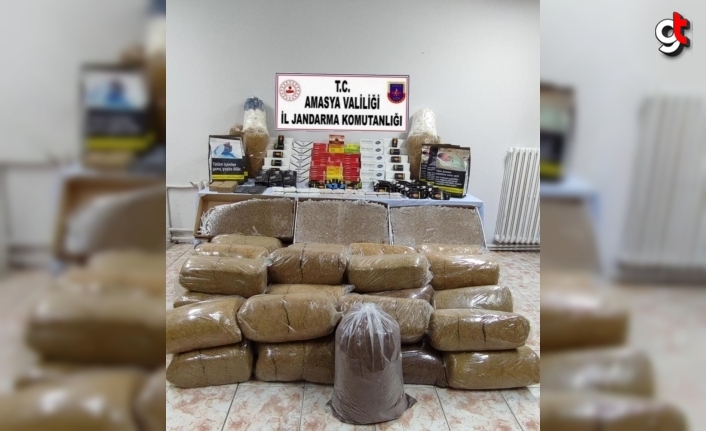 Amasya'da gümrük kaçağı 200 kilogram tütünle 159 bin makaron ele geçirildi