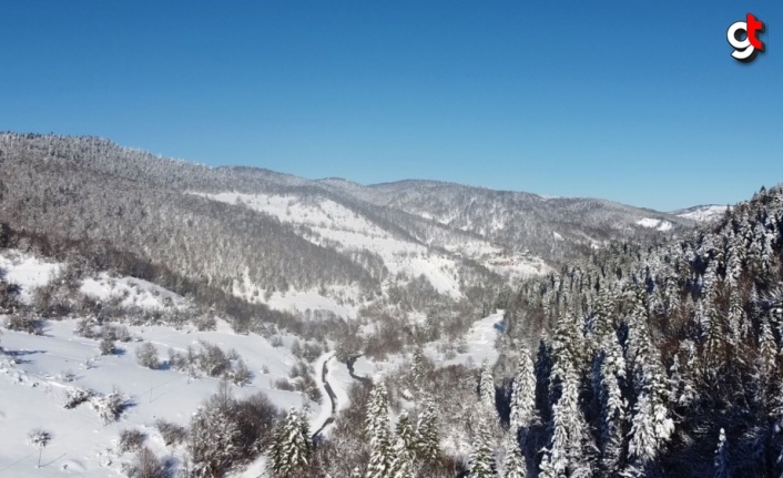 Karla kaplı Küre Dağları drone ile görüntülendi