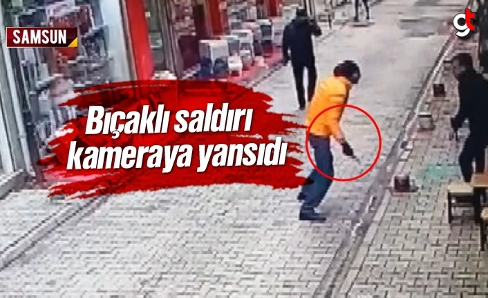 Samsun'da bir kişi arkadaşını bıçakladı, saldırı videoya yansıdı
