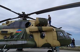 Giresun'da sahile zorunlu iniş yapan Azerbaycan'a ait askeri helikopterdeki arıza giderildi