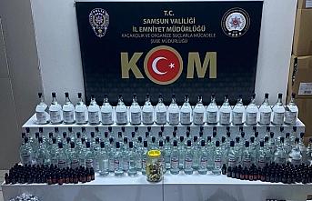 Samsun'da 2 bin 303 şişe içki aroması ile 95 şişe etil alkol ele geçirildi