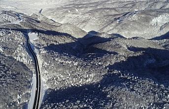 Bolu Dağı'nda kar manzarası dronla görüntülendi