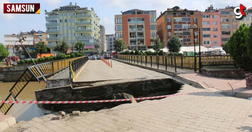 Terme'de köprü çöktü 2 kişi yaralandı; video haber
