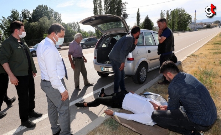 Amasya’da kaza yapan baba ve oğluna Vali Masatlı yardım etti