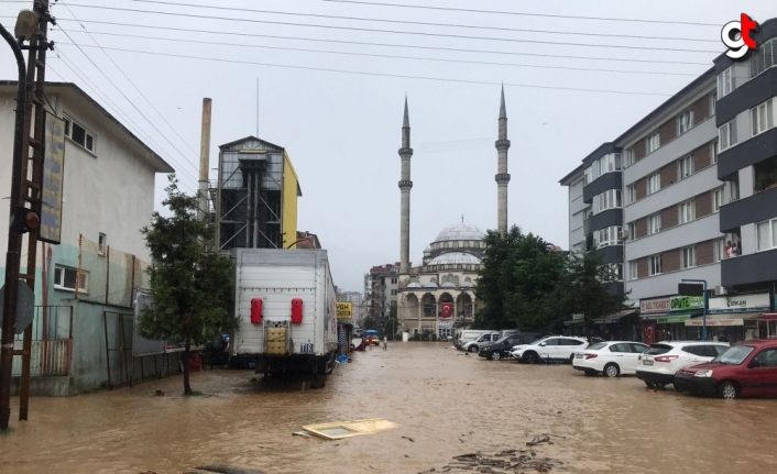 Arhavi'de derenin taşması sonucu çok sayıda araç suya sürüklendi, ev ve iş yerlerini su bastı